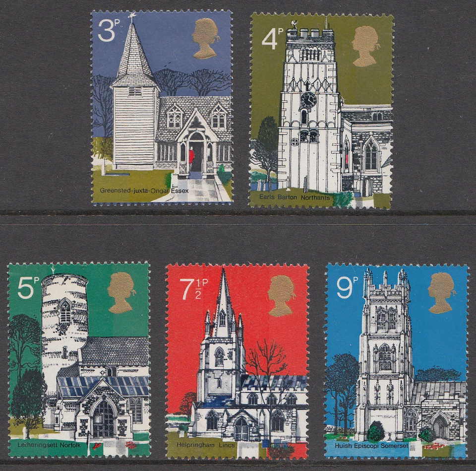GB SG 904-908 MNH MINT STAMP SET 1972 VILLAGE CHURCHES SG 904-908 UMM - Image 1 of 1