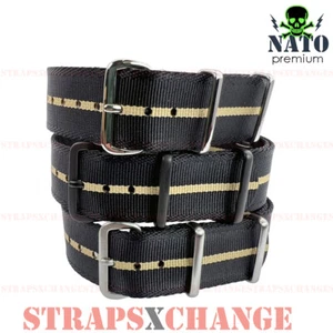Premium Edge Weave NATO® BLACK OLIVE TAN Military Diver’s Watch Strap Band Nylon - Picture 1 of 24