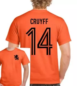 Johan Cruyff T-Shirt 14 Mens Retro Holland Football Player Dutch Yohan Ajax Top - Picture 1 of 2