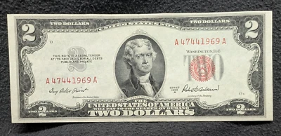 United States USA US Note $2 Dollar Series 1953 A Red Seal - Image 1 of 2