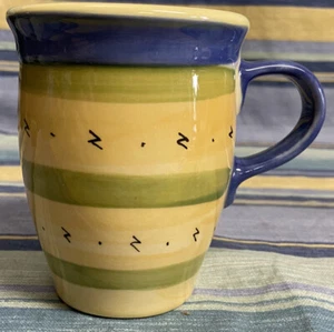 Pfaltzgraff Coffee Tea Cup Mug The Secrets of Pistoulet Blue Stripe Jana Kolpen - Picture 1 of 6