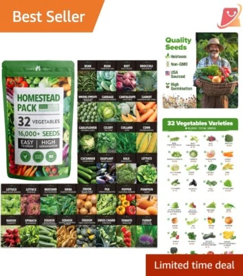 Vegetable Seeds Heirloom Non-GMO Garden Pack 16,000+ for Home Survival - Image 1 of 4