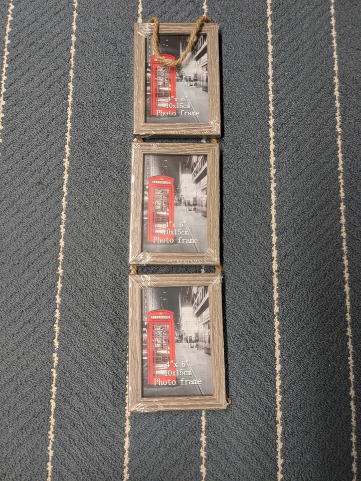 Collage Hanging Triple Picture Frames Set, Vertical Frame 4x6 Rustic, Single - Image 1 of 1