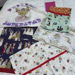 Kid Pillow Cases 5 VTG & Homemade Mix Jungle Animals Pirates Cartoon Christmas - Bild 1 von 7