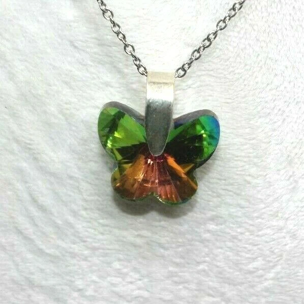 Collar Mariposa Topacio Místico Elementos Swarovski Plata Esterlina Nuevo de Lote Antiguo para Damas Foto 1 de 4