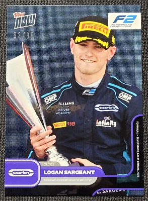 2022 Topps Now Formula 1 F1 F2 Logan Sargeant /99 1st Rookie Card RC Debut Black - Image 1 of 4