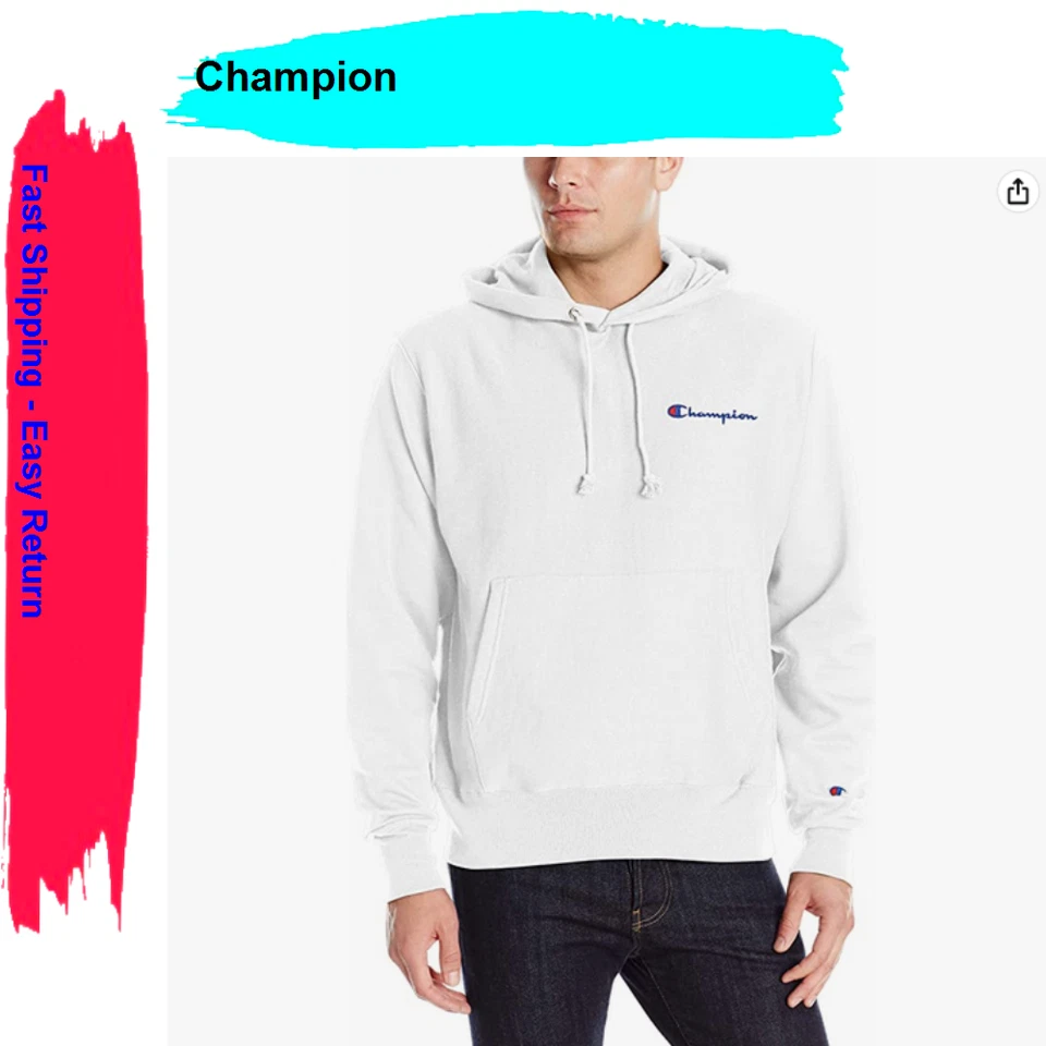 Champion Weave L/S Pullover Hoodie Cotton-Polyester White size XLT