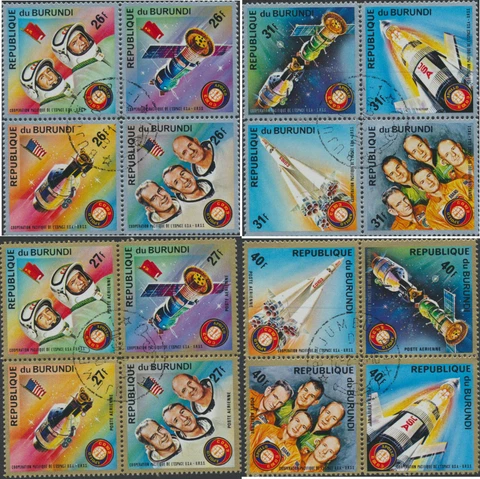 Apollo - Soyuz Space Mission Burundi 477-8 C216-17 Complete 16 values $12.00 Val Cover
