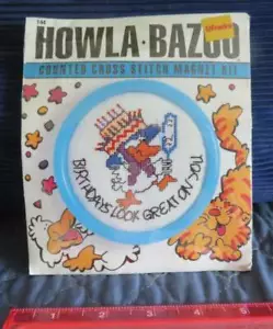 NEW Vintage KIT Counted CROSS STITCH Magnet BIRTHDAY Duck Howla Bazoo Craft Cake - Picture 1 of 2
