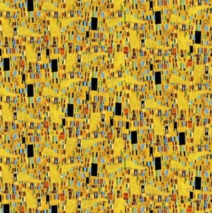 Cleo by Chong A Hwang Gold Bejeweled Abstract Squares Cotton Fabric One Yard - Picture 1 of 1