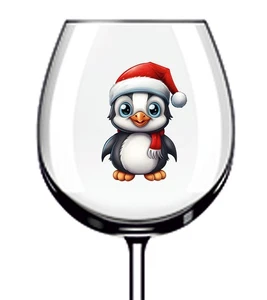 12x Adesivo Vinile Pinguino di Natale Colorato Decalcomania Bicchiere Vino Furgone Auto - Foto 1 di 3