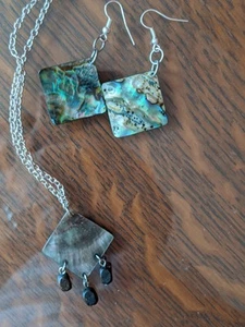 Abalone Shell Necklace and Earrings Set - Picture 1 of 2