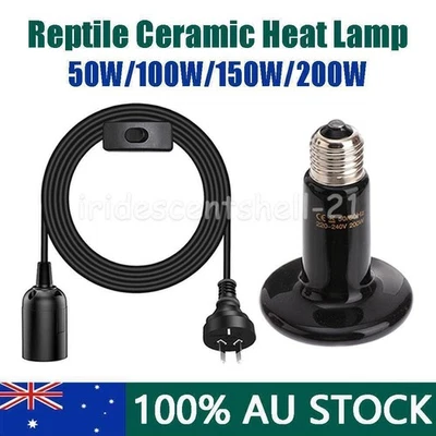 Infrared Ceramic Heat Emitter Lamp Bulb /Holder for Reptile Pet Brooder E27 AUS - image 1 of 4