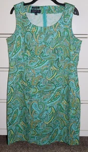 Jones Damen New York Signature Stretchblau Paisley Mantel Kleid Größe 14 ~ 37"L - Bild 1 von 8