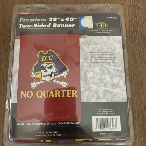 East Carolina Pirates 28" x 40" Two Sided House Banner (ECU No Quarter) NCAA Cover