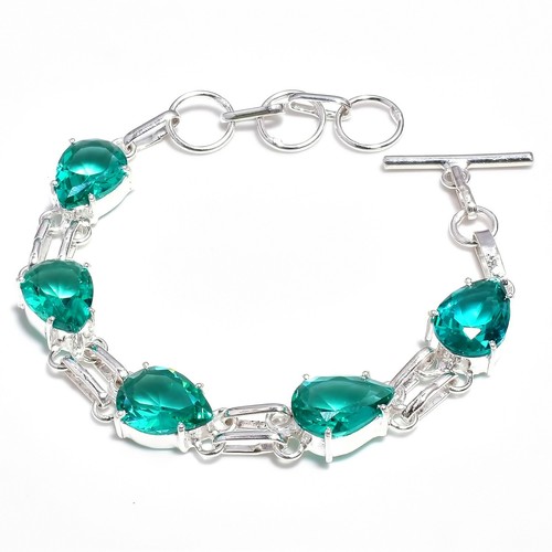 VALENTINO Bracciale gioiello in argento sterling 925 fatto a mano con pietre preziose tormalina come nuovo misura 7 8"