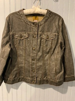 Ruby Rd Jacket Women’s 12 Leather Feel Gray Lightweight W/ Pockets - Image 1 of 4