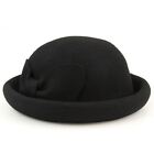 Hawkins Wool felt rolled brim bowler hat with large bow - Black
