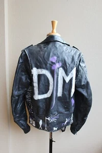 Vintage 90's Violator Depeche Mode Strangelove hand painted leather jacket 40" - Picture 1 of 11