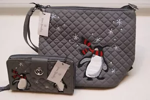 Vera Bradley Crossbody Bag and RFID Turnlock Wallet in Penguin Pair - NWT - Picture 1 of 17