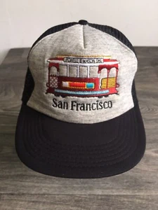 San Francisco Snapback Hat 80s Vtg Tourist Souvenir Streetcar Mesh Trucker MINT  - Picture 1 of 8