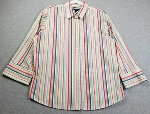 Westbound Button Up Shirt Womens 16 Multicolor Striped ¾ Sleeve Top Wrinkle Free - Picture 1 of 10