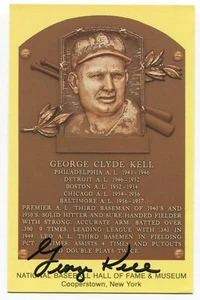 George Kell Signed Gold HOF Plaque Baseball Hall of Fame Autographed Postcard - Picture 1 of 2