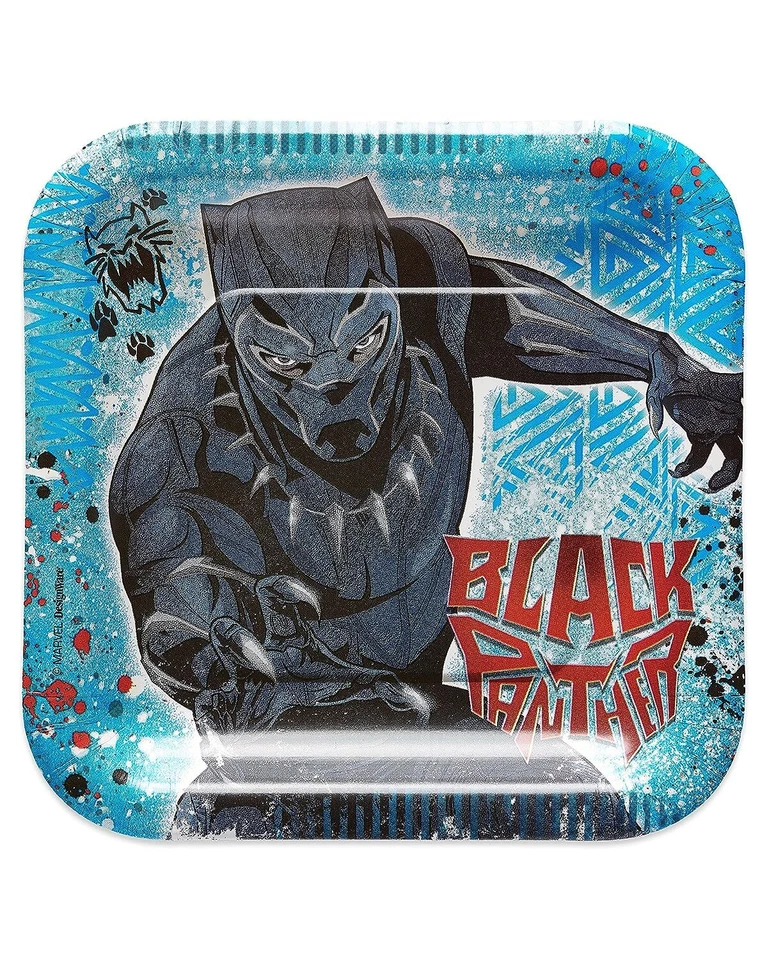 Platos de postre de papel de 7" Black Panther Marvel Superhéroe Vengadores fiesta de cumpleaños Foto 1 de 1