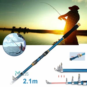 Portable Travel Fishing Rod Ultralight Carbon Fiber Telescopic Sea Spinning Pole - Picture 1 of 13