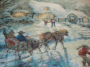 "Nicky Boehme Navidad Invierno Caballo Escena Algodón Lanzamiento Afgano 50 x 68" - Imagen 1 de 5