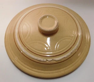 Watt Pottery Yellow Ware #8 Arcs White/Brown Banded Baker/Casserole LID ONLY - Imagen 1 de 6