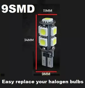 FIT SEAT 501 T10 Led White Xenon Side Light Bulbs W5W Car Error Free Wedge 9SMD - Picture 1 of 10