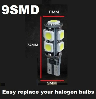 FIT SEAT 501 T10 Led White Xenon Side Light Bulbs W5W Car Error Free Wedge 9SMD - Image 1 of 4