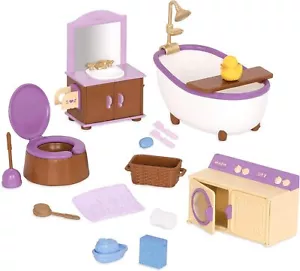 Li'l Woodzeez Bathroom Laundry Playset Miniature Bathroom Furniture - Picture 1 of 3