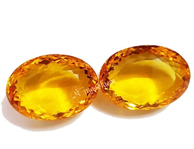 Orange Yellow Golden Citrine 65 to 65 Ct 2 PC Oval Shape Loose Gemstone - Image 1 of 4