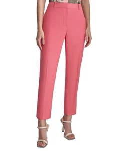 DKNY Women's  Essex Mid Rise Straight Slim Leg Ankle Length Pants Peach Pink 2 - Picture 1 of 10