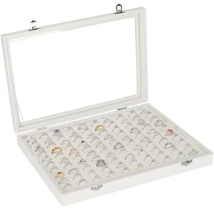 100 Slots Ring Organizer Display Tray, Velet Jewelry Ring Stud Earring Holder... - Picture 1 of 7