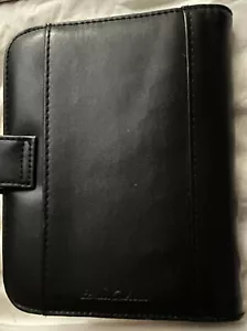 BLACK LEATHER AGENDA ORGANIZER NOTEBOOK DATEBOOK CREDIT CARDS&CHECKBOOK AREA - Picture 1 of 5