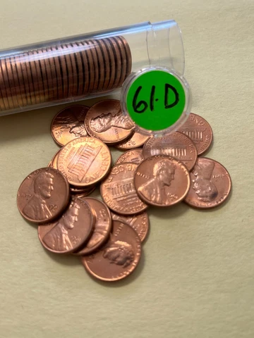1961-D Lincoln Memorial Cent Roll * BU to CHOICE * Cover