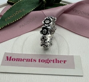 Pandora Ring Natures Serenity Flower and Clear CZ Ring Size 54 Retired 190122CZ - Picture 1 of 11