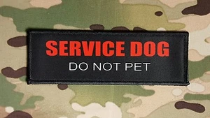 2x6 Service Dog Do Not Pet Hook Backed Patch K9 Black Red White - Picture 1 of 3