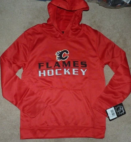 NEW NHL Calgary Flames Hoodie Hooded Sweatshirt Youth Boys S Small 8 NEW NWT Cover