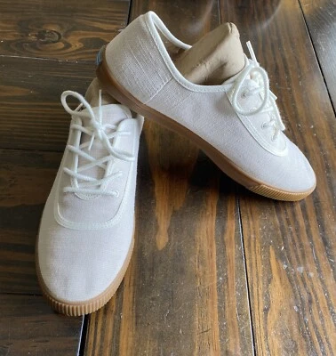 Toms Carmel Canvas  Lace Up Sneakers Ivory Canvas Women's Sz 10 - Image 1 of 4