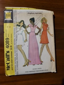Vintage 70er McCalls 4089 Strickkleid Muster Stephen Burrows Größe 12 Brustumfang 34" Schnitt - Bild 1 von 2