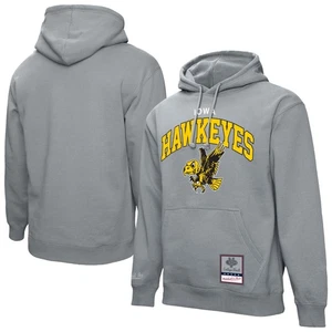 Felpa con cappuccio uomo Mitchell & Ness grigio erica Iowa Hawkeyes classico arco pullover - Foto 1 di 3