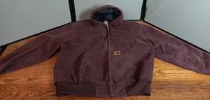 Vintage Carhartt Jacket J06BRG Hooded Size 2XL Burgundy Plum Maroon Quilted - Picture 1 of 15