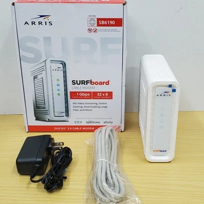 ARRIS - SURFboard SB6190 32 x 8 DOCSIS 3.0 Cable Modem - White - Image 1 of 4