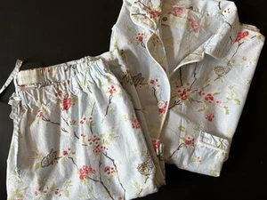 ELLA SIMONE womens L 14-16 Cotton PAJAMAS Butterfly Light Blue Floral PORTUGAL - Picture 1 of 20