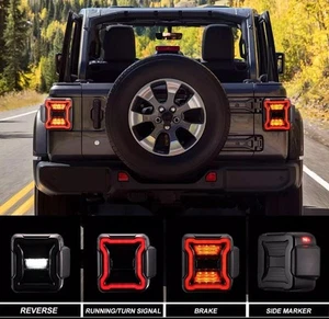 Smoked Led Tail Lights w/Running Turn Signal For Jeep 2018-2024 Wrangler JL JLU - Picture 1 of 12