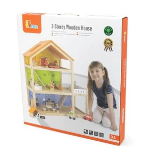 VIGA Wooden Pretend Play Toy Doll 3- Storey House - Picture 1 of 2